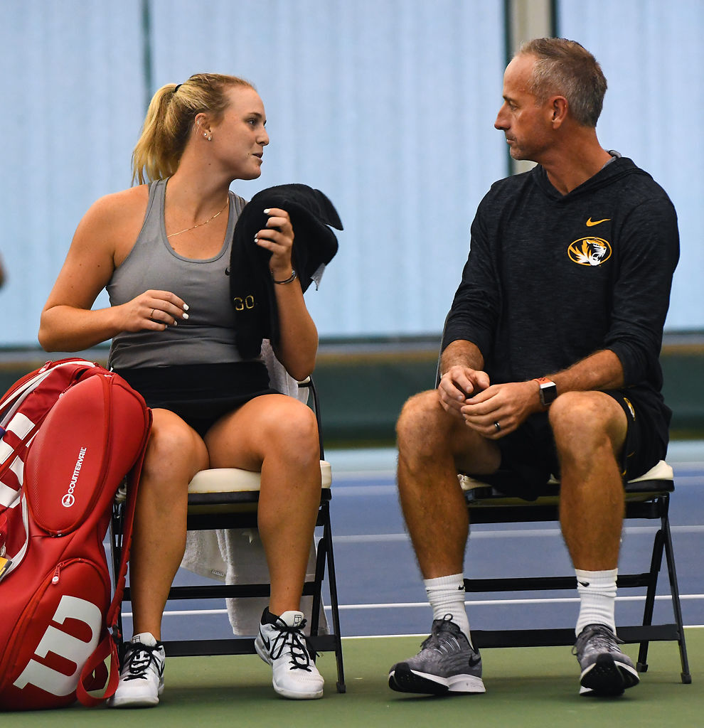 Missouri's Gabrielle Goldin speaks with Associate Head Coach